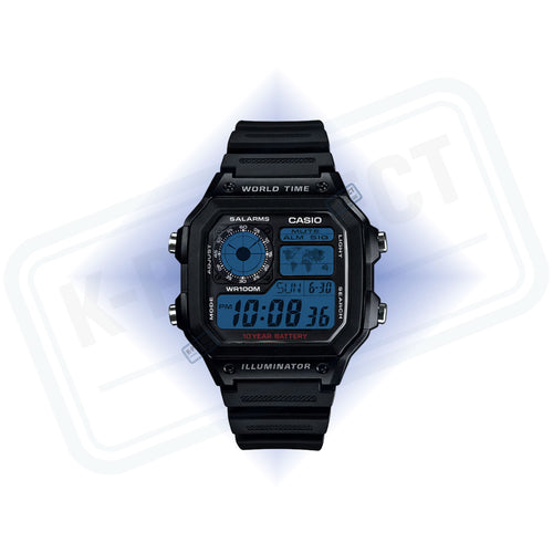 Casio AE-1200 Deep Blue Grid Custom Mod, reloj Casio personalizado en azul por KProjectLab