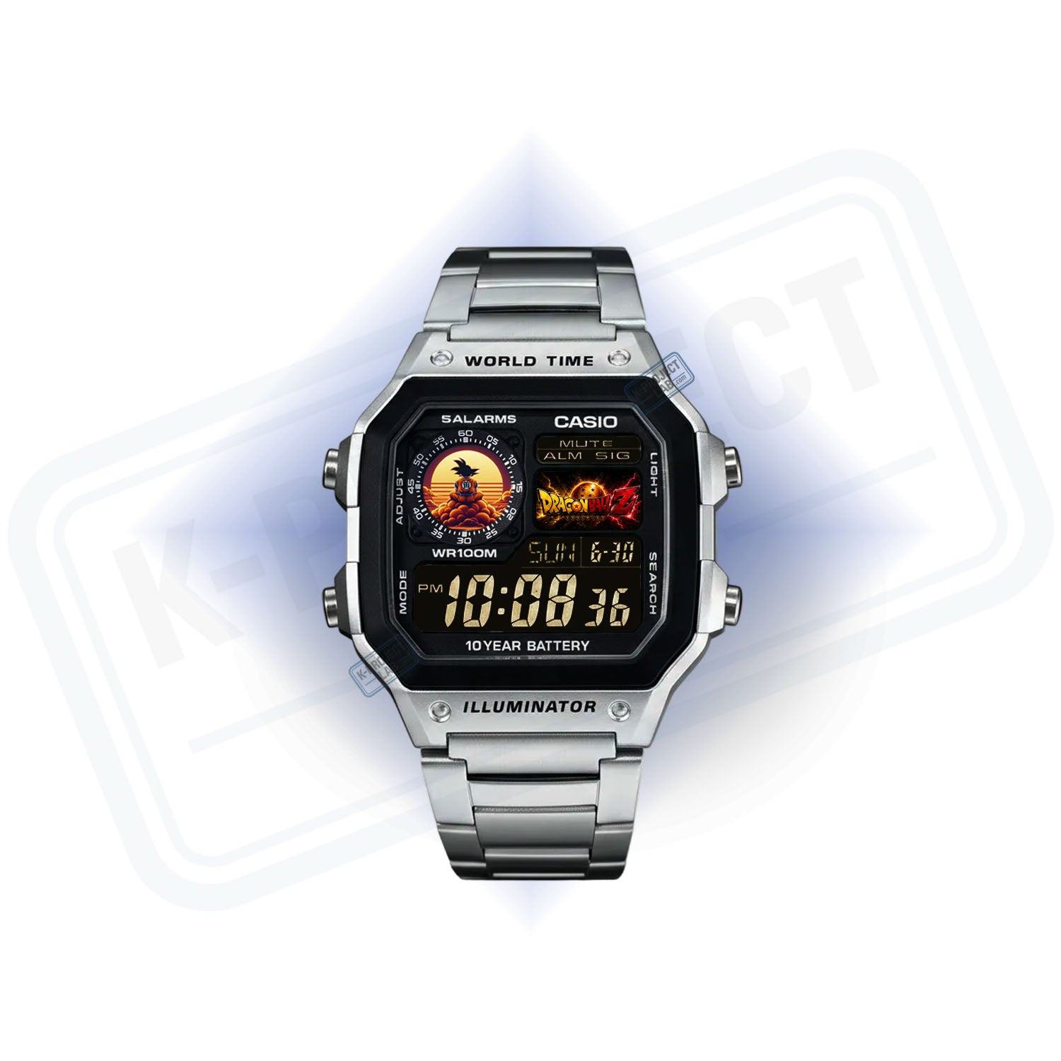 Casio AE-1200 Goku Sunrise Custom Mod, reloj Casio personalizado estética anime por KProjectLab