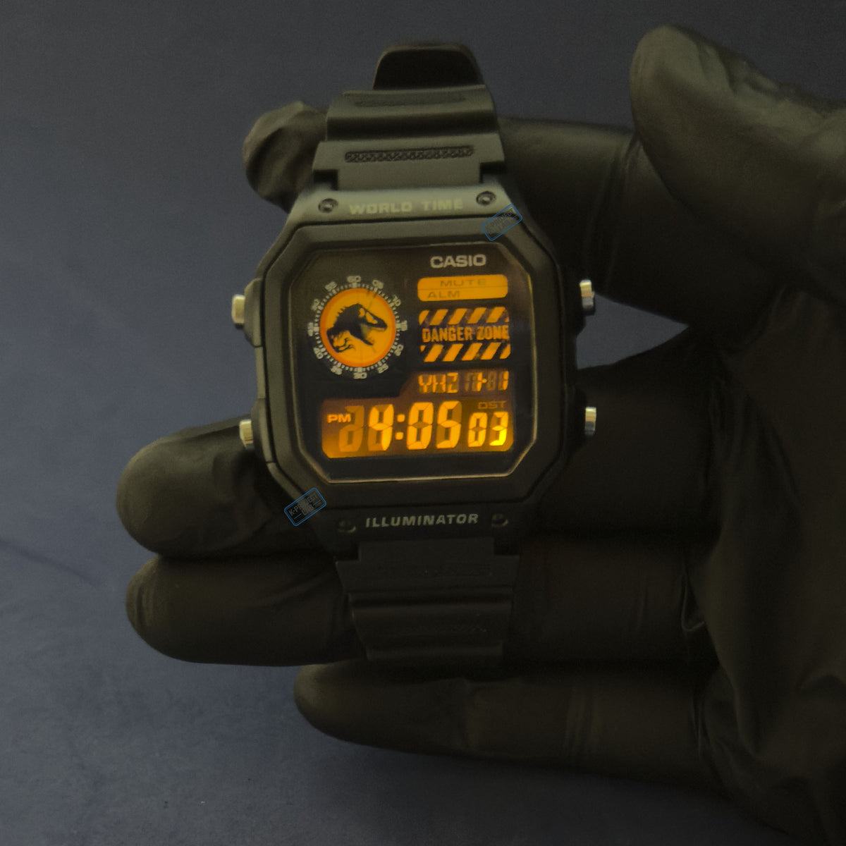 Casio AE-1200 Raptor Sector in schwarzem Resin, mit bernsteinfarbenem Backlight, von K-Project Lab