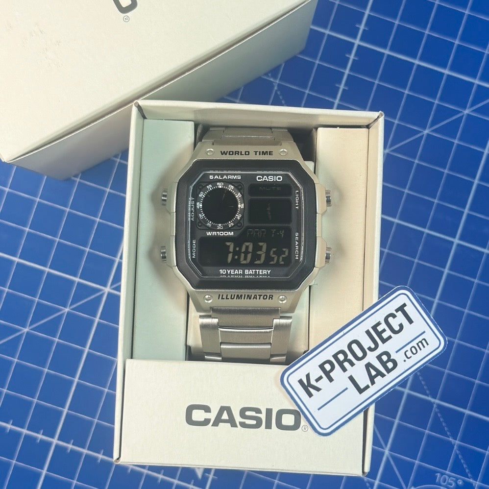 Casio AE-1200 Ghost in Stahl in der originalen Casio-Box, individualisiert von K-Project Lab