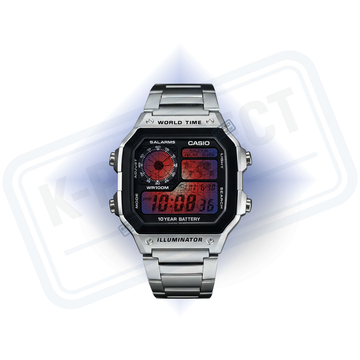 Casio AE-1200 Spider Sense Web Protocol Custom Mod, reloj Casio personalizado estética cómic por KProjectLab